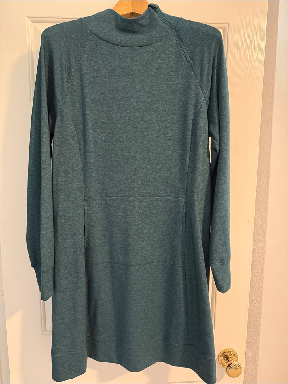 Title Nine Teal Long-Sleeve A-Line Sweatshirt Dress